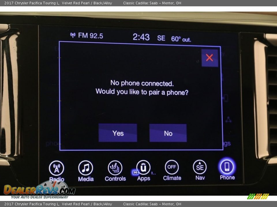 2017 Chrysler Pacifica Touring L Velvet Red Pearl / Black/Alloy Photo #16