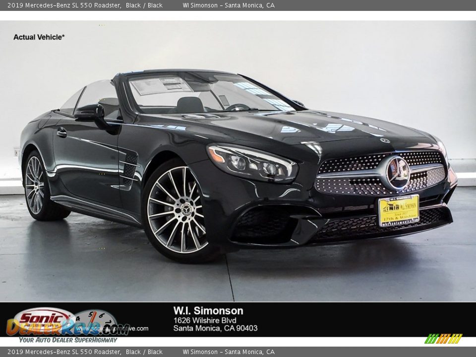 2019 Mercedes-Benz SL 550 Roadster Black / Black Photo #1