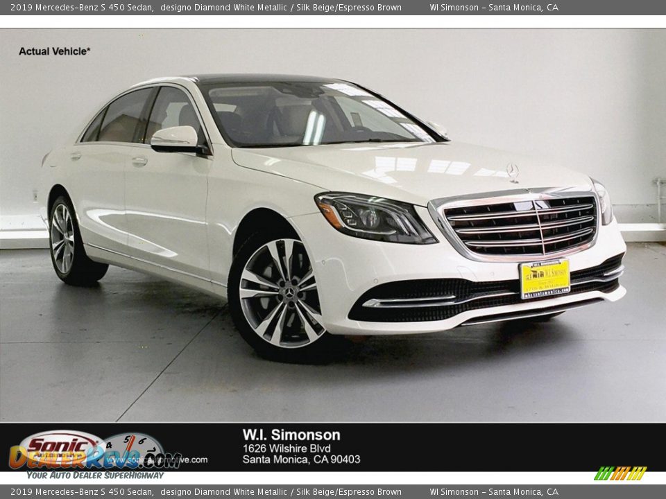 2019 Mercedes-Benz S 450 Sedan designo Diamond White Metallic / Silk Beige/Espresso Brown Photo #1