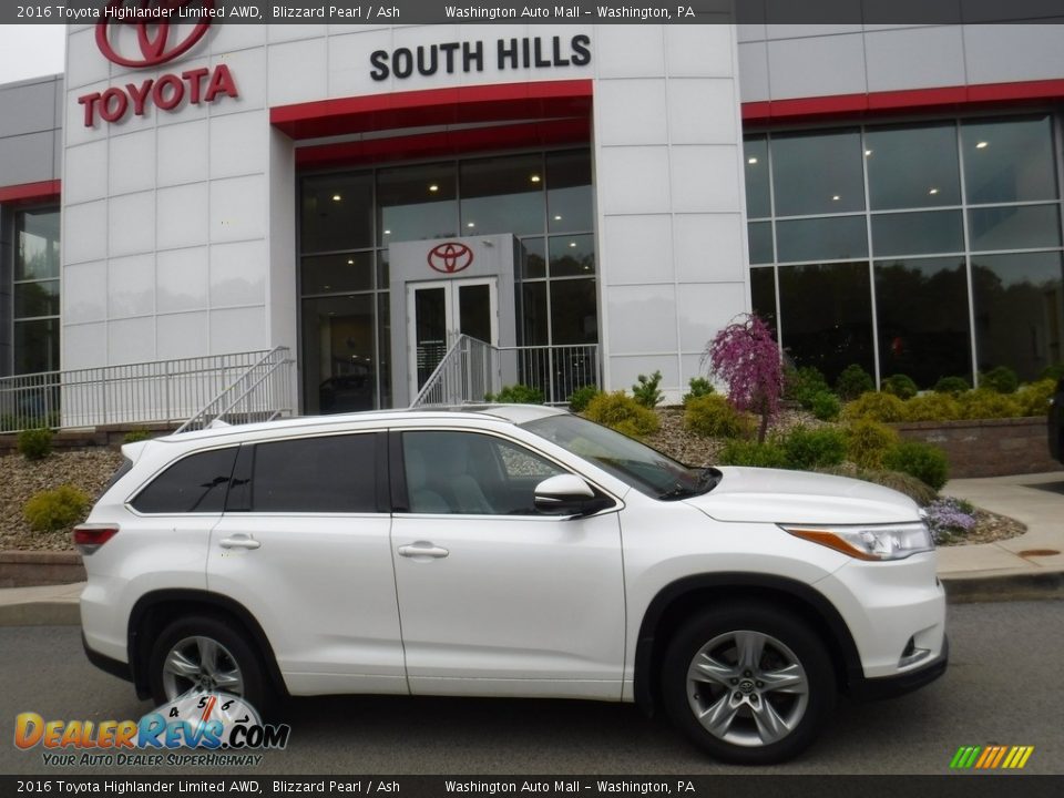 2016 Toyota Highlander Limited AWD Blizzard Pearl / Ash Photo #2