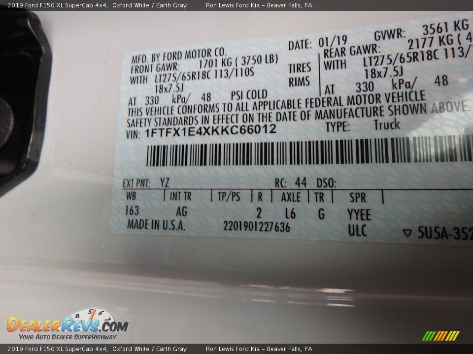 2019 Ford F150 XL SuperCab 4x4 Oxford White / Earth Gray Photo #12