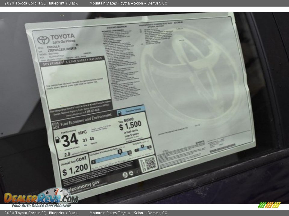 2020 Toyota Corolla SE Blueprint / Black Photo #11