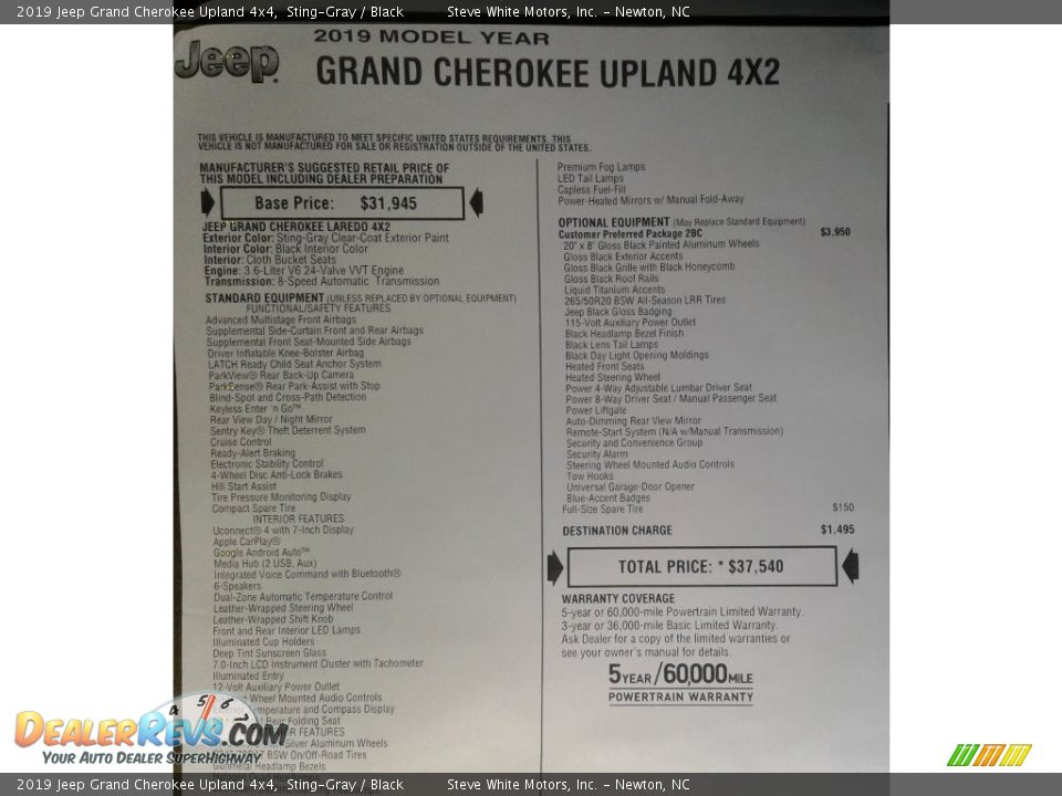 2019 Jeep Grand Cherokee Upland 4x4 Sting-Gray / Black Photo #33
