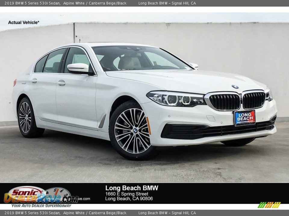 2019 BMW 5 Series 530i Sedan Alpine White / Canberra Beige/Black Photo #1