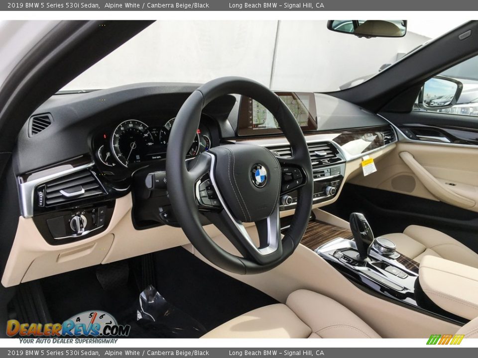 2019 BMW 5 Series 530i Sedan Alpine White / Canberra Beige/Black Photo #4