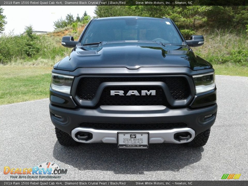 2019 Ram 1500 Rebel Quad Cab 4x4 Diamond Black Crystal Pearl / Black/Red Photo #3