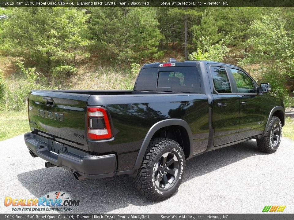 2019 Ram 1500 Rebel Quad Cab 4x4 Diamond Black Crystal Pearl / Black/Red Photo #6