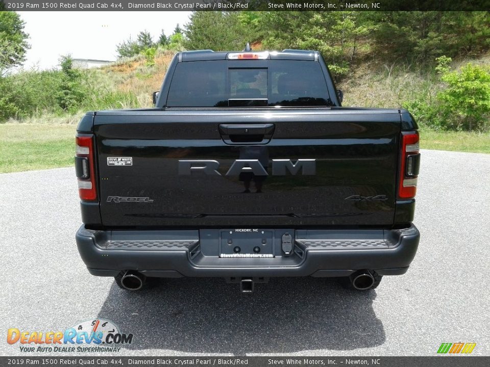 2019 Ram 1500 Rebel Quad Cab 4x4 Diamond Black Crystal Pearl / Black/Red Photo #7