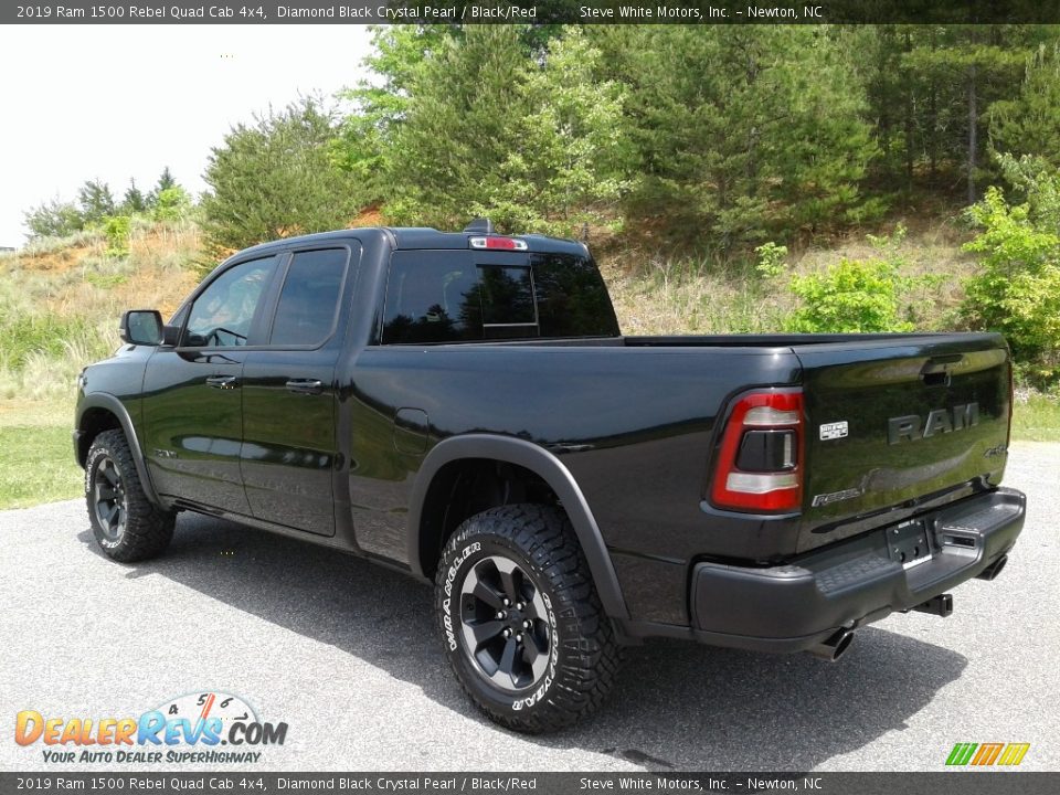 2019 Ram 1500 Rebel Quad Cab 4x4 Diamond Black Crystal Pearl / Black/Red Photo #8