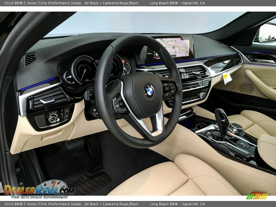 2019 BMW 5 Series 530e iPerformance Sedan Jet Black / Canberra Beige/Black Photo #4