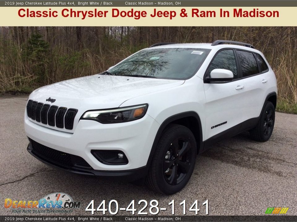 2019 Jeep Cherokee Latitude Plus 4x4 Bright White / Black Photo #1
