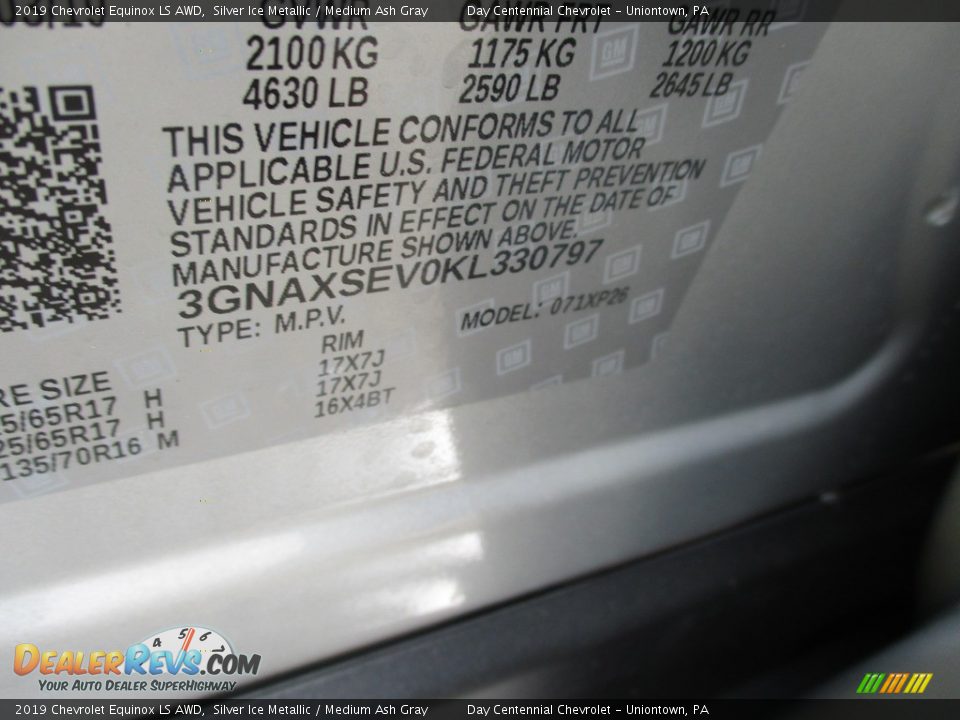 2019 Chevrolet Equinox LS AWD Silver Ice Metallic / Medium Ash Gray Photo #19