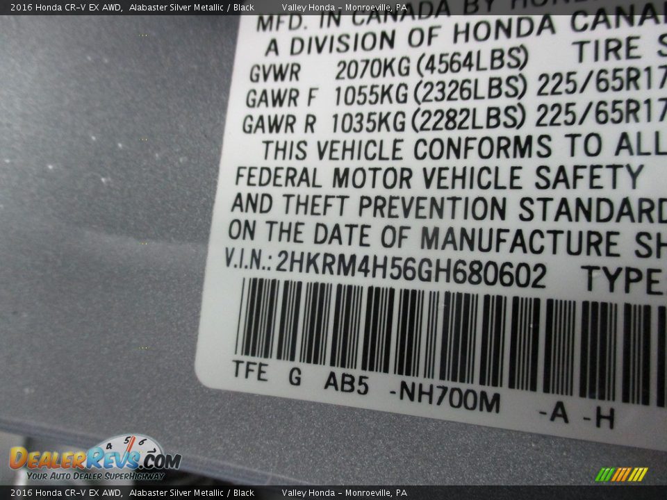 2016 Honda CR-V EX AWD Alabaster Silver Metallic / Black Photo #19