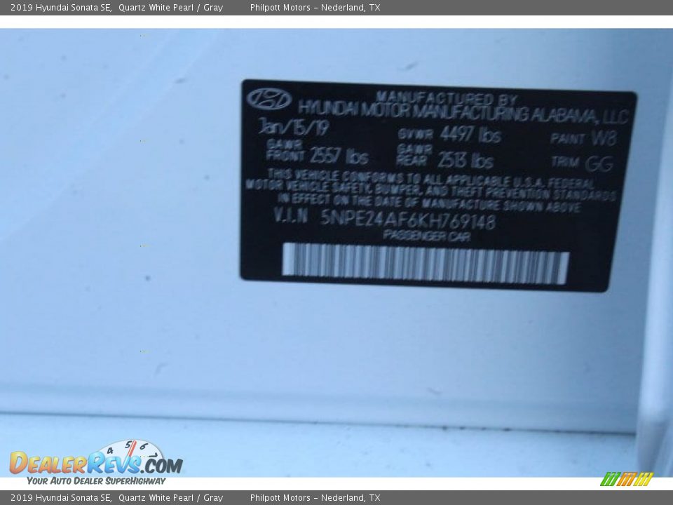 2019 Hyundai Sonata SE Quartz White Pearl / Gray Photo #22