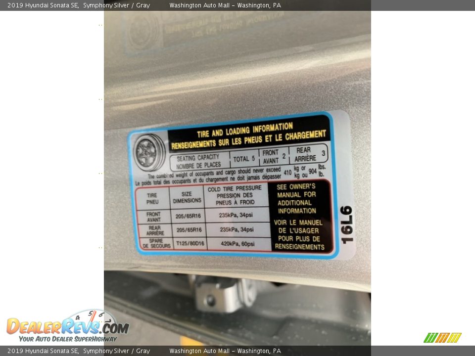 2019 Hyundai Sonata SE Symphony Silver / Gray Photo #14