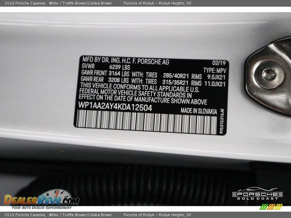 2019 Porsche Cayenne White / Truffle Brown/Cohiba Brown Photo #28