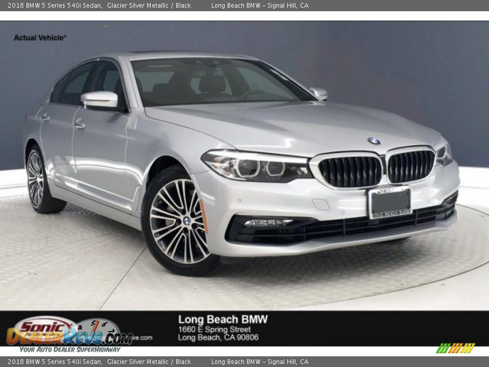 2018 BMW 5 Series 540i Sedan Glacier Silver Metallic / Black Photo #1