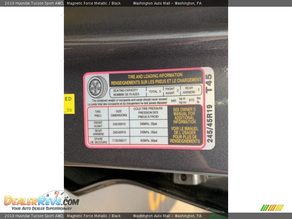2019 Hyundai Tucson Sport AWD Magnetic Force Metallic / Black Photo #14