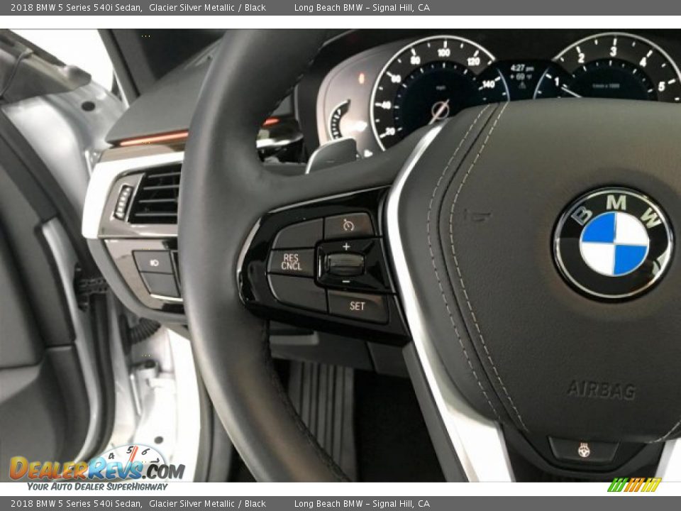 2018 BMW 5 Series 540i Sedan Glacier Silver Metallic / Black Photo #14