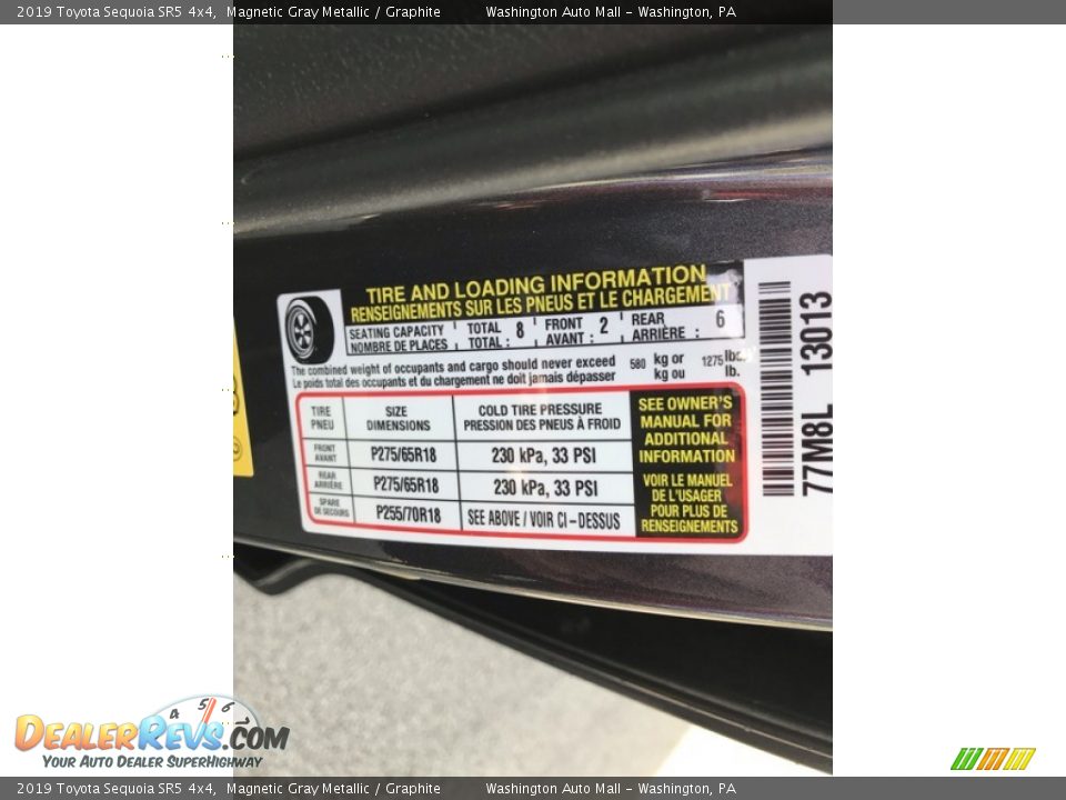 2019 Toyota Sequoia SR5 4x4 Magnetic Gray Metallic / Graphite Photo #13