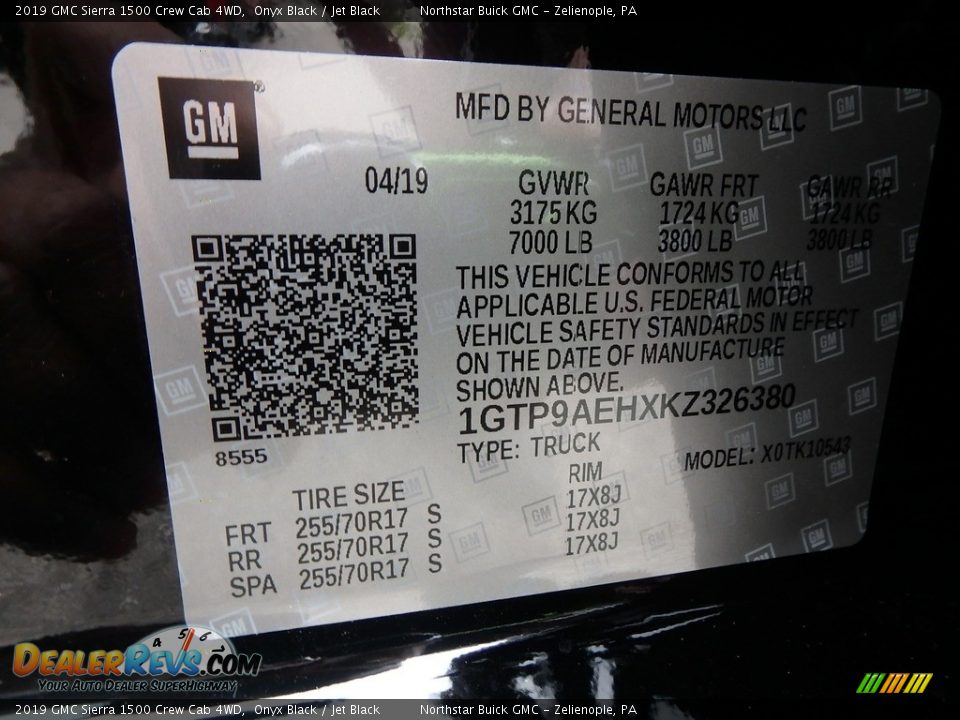 2019 GMC Sierra 1500 Crew Cab 4WD Onyx Black / Jet Black Photo #14