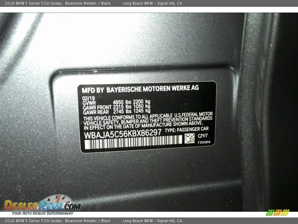 2019 BMW 5 Series 530i Sedan Bluestone Metallic / Black Photo #12