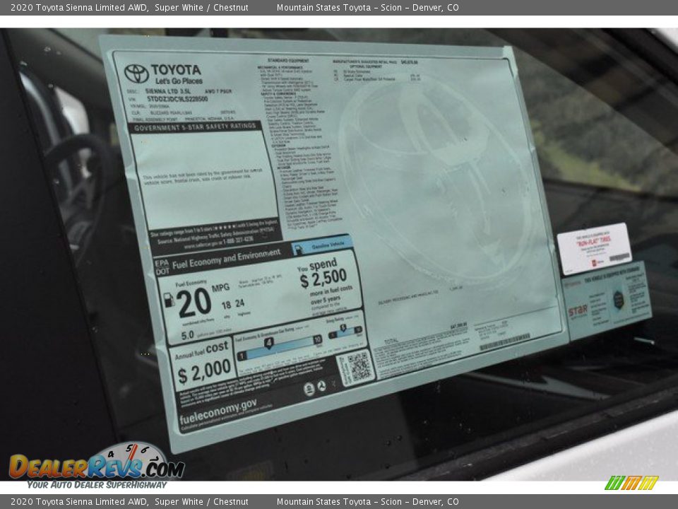 2020 Toyota Sienna Limited AWD Window Sticker Photo #13