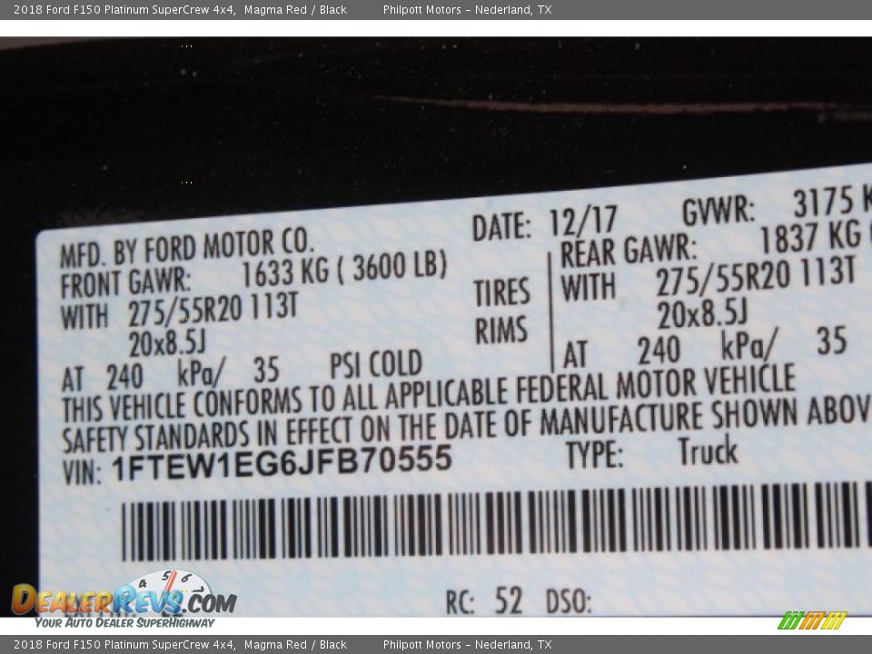 2018 Ford F150 Platinum SuperCrew 4x4 Magma Red / Black Photo #32