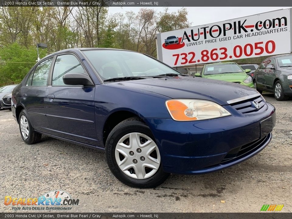 2003 Honda Civic LX Sedan Eternal Blue Pearl / Gray Photo #1