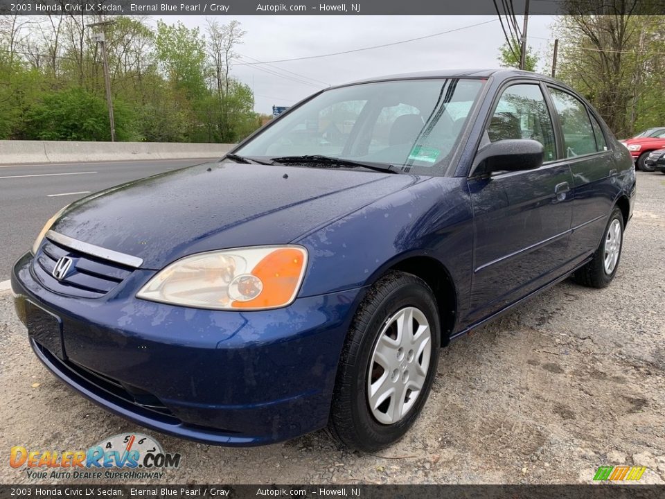 2003 Honda Civic LX Sedan Eternal Blue Pearl / Gray Photo #7