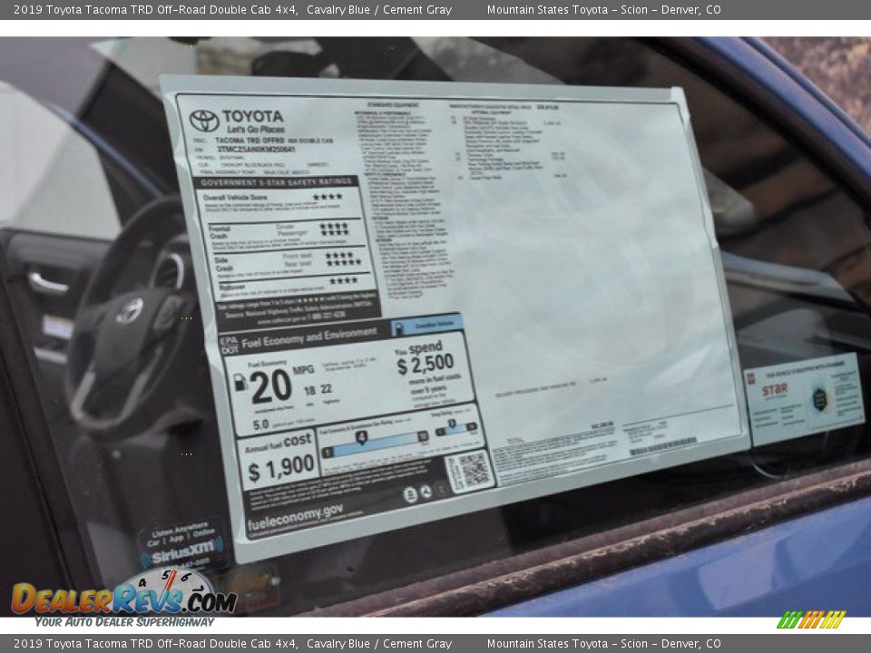 2019 Toyota Tacoma TRD Off-Road Double Cab 4x4 Cavalry Blue / Cement Gray Photo #11