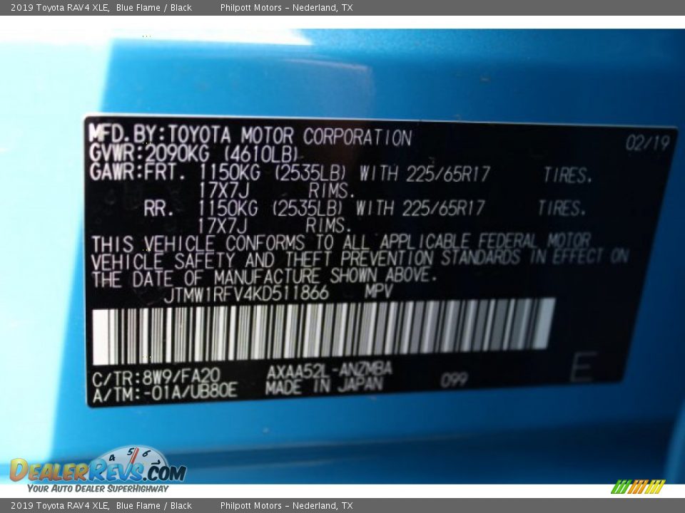 2019 Toyota RAV4 XLE Blue Flame / Black Photo #24