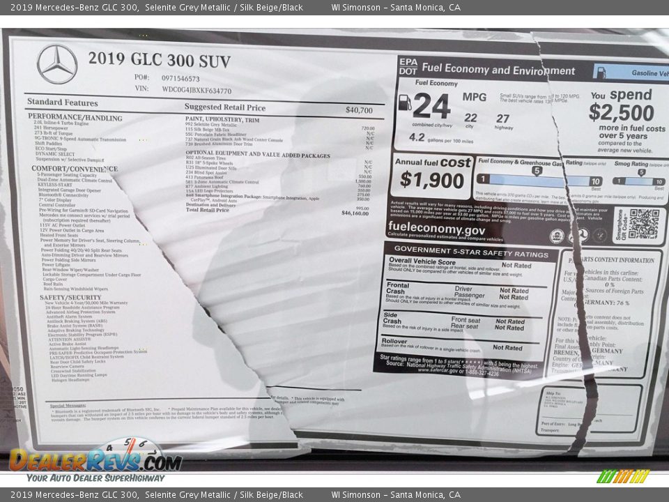 2019 Mercedes-Benz GLC 300 Selenite Grey Metallic / Silk Beige/Black Photo #10