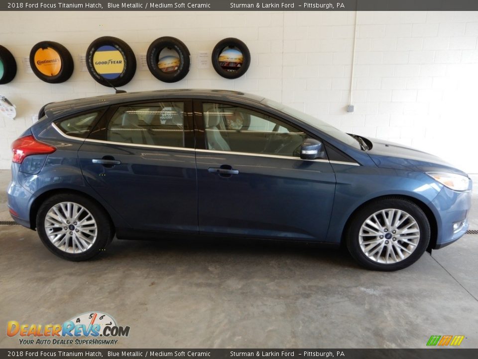 2018 Ford Focus Titanium Hatch Blue Metallic / Medium Soft Ceramic Photo #3