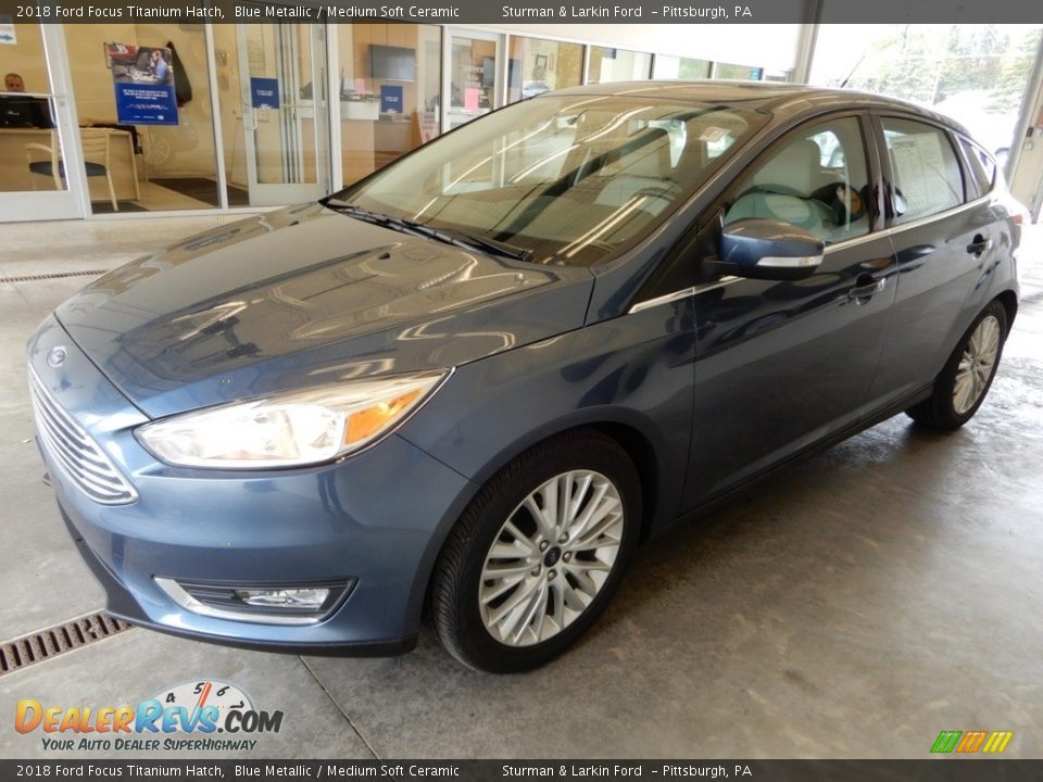 2018 Ford Focus Titanium Hatch Blue Metallic / Medium Soft Ceramic Photo #10