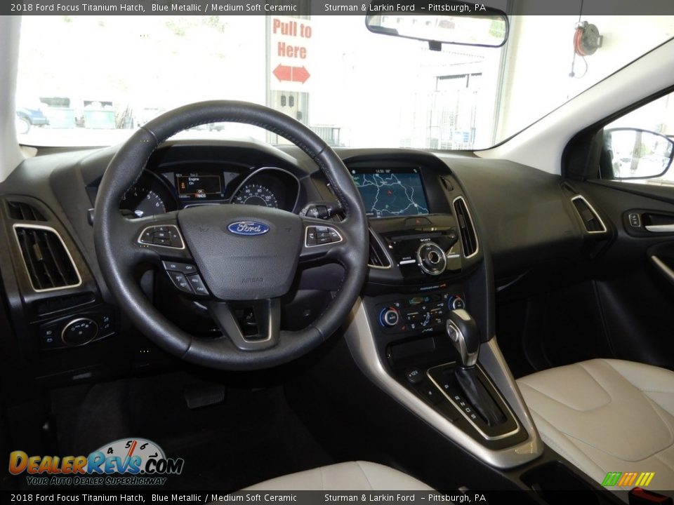 2018 Ford Focus Titanium Hatch Blue Metallic / Medium Soft Ceramic Photo #17