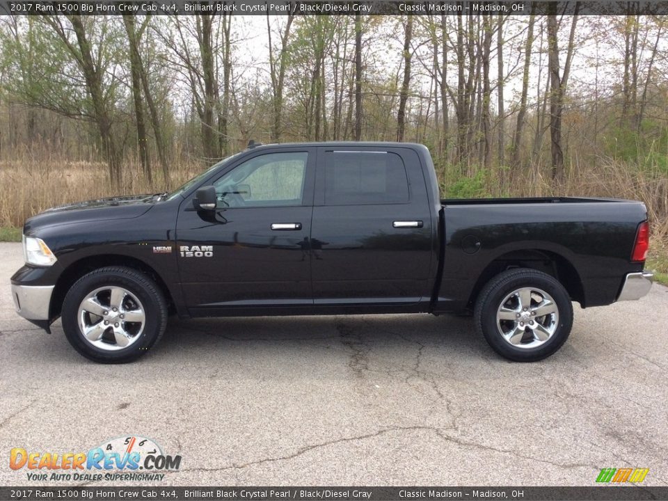 2017 Ram 1500 Big Horn Crew Cab 4x4 Brilliant Black Crystal Pearl / Black/Diesel Gray Photo #2