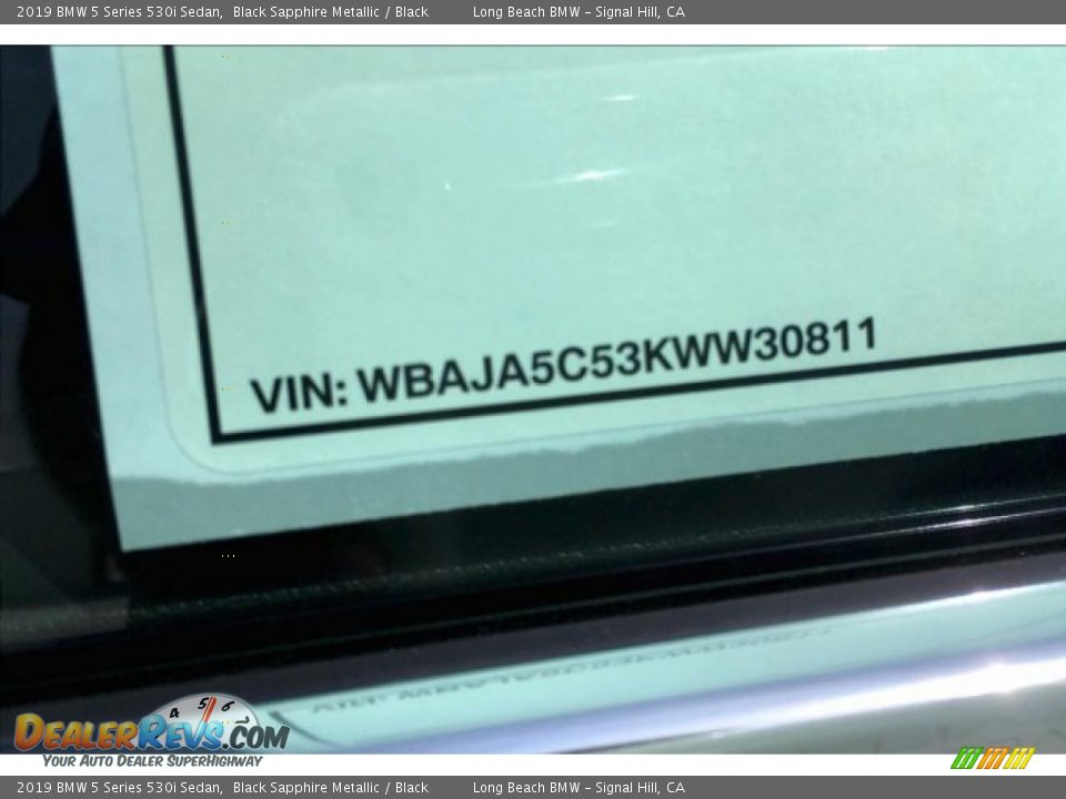 2019 BMW 5 Series 530i Sedan Black Sapphire Metallic / Black Photo #8