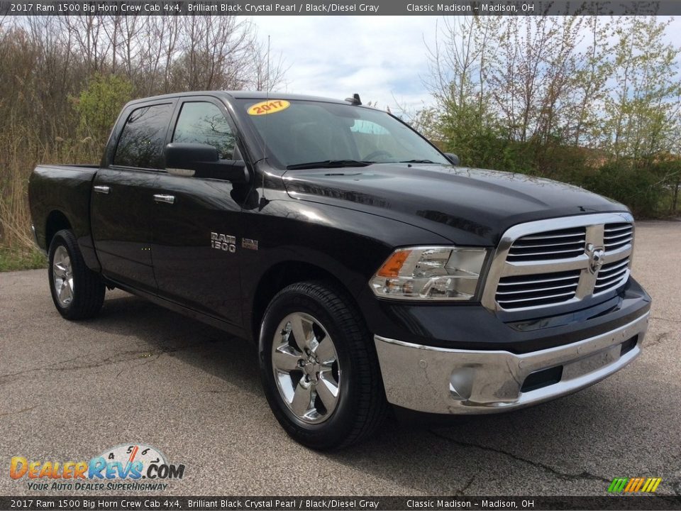 2017 Ram 1500 Big Horn Crew Cab 4x4 Brilliant Black Crystal Pearl / Black/Diesel Gray Photo #8