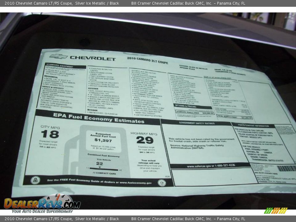 2010 Chevrolet Camaro LT/RS Coupe Silver Ice Metallic / Black Photo #13
