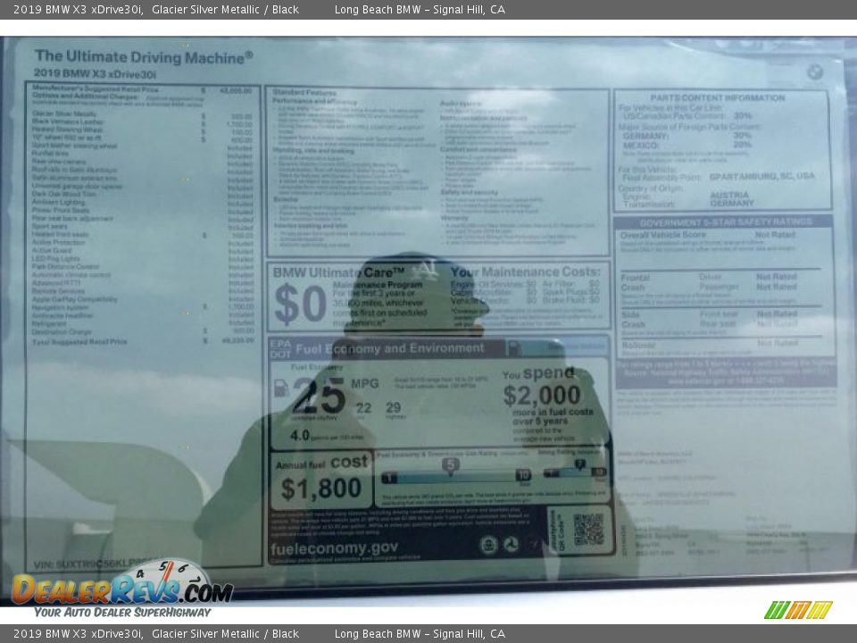 2019 BMW X3 xDrive30i Glacier Silver Metallic / Black Photo #11