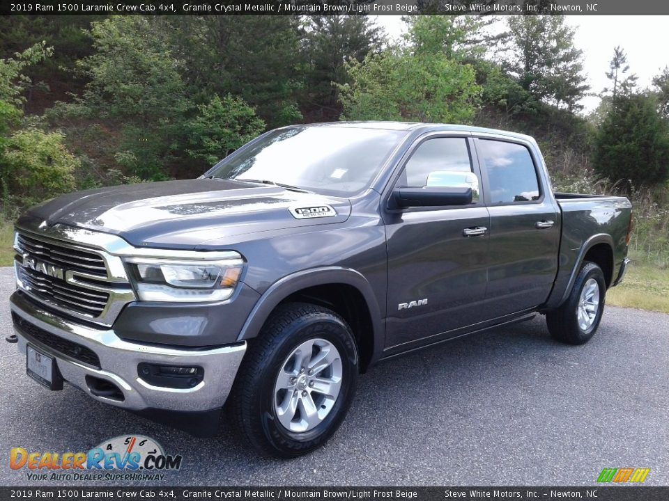 2019 Ram 1500 Laramie Crew Cab 4x4 Granite Crystal Metallic / Mountain Brown/Light Frost Beige Photo #2