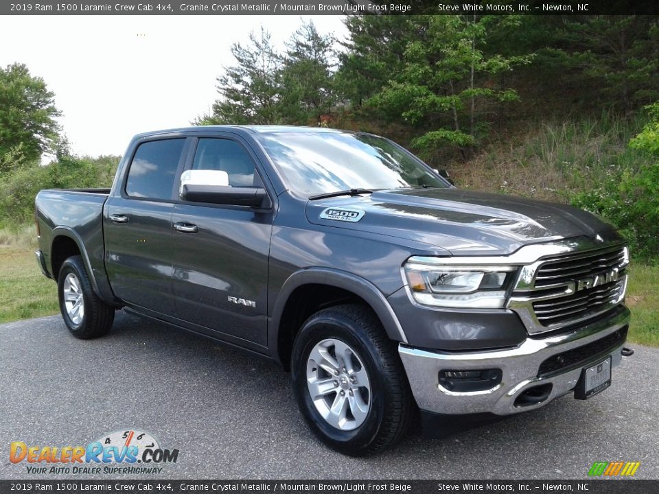 2019 Ram 1500 Laramie Crew Cab 4x4 Granite Crystal Metallic / Mountain Brown/Light Frost Beige Photo #4