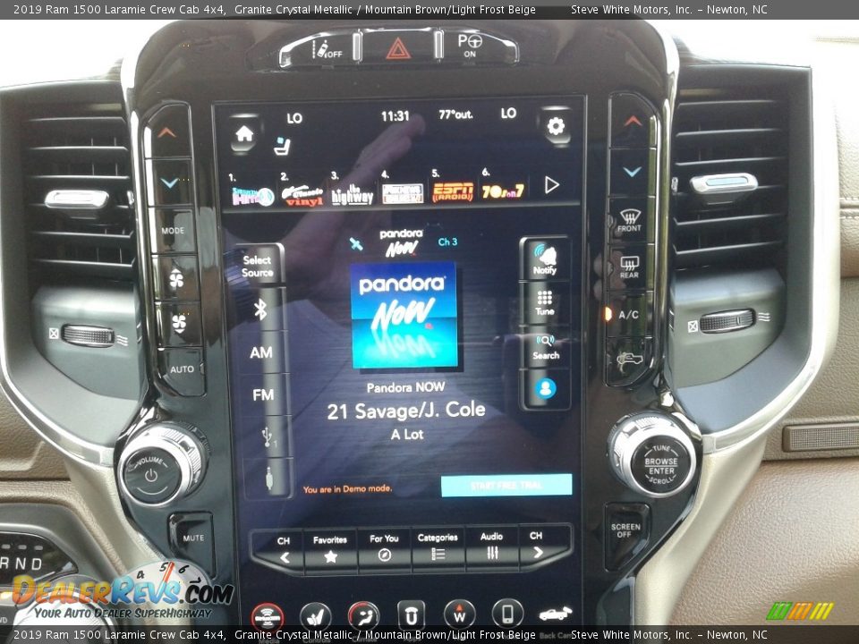 2019 Ram 1500 Laramie Crew Cab 4x4 Granite Crystal Metallic / Mountain Brown/Light Frost Beige Photo #24