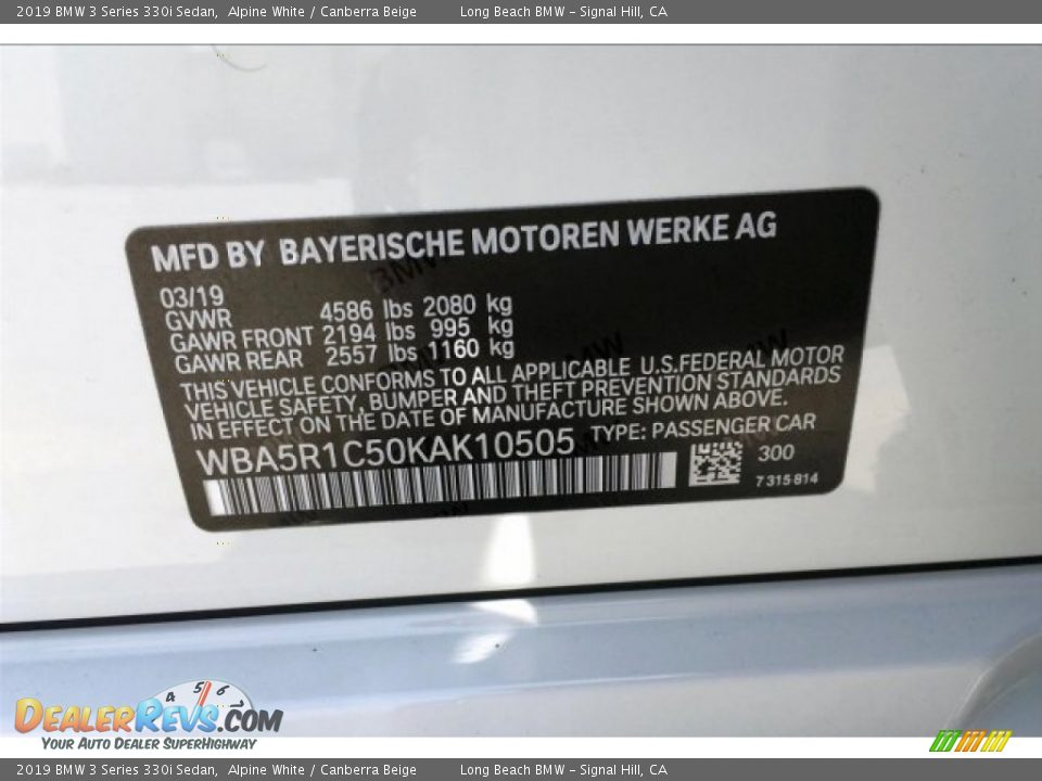 2019 BMW 3 Series 330i Sedan Alpine White / Canberra Beige Photo #8