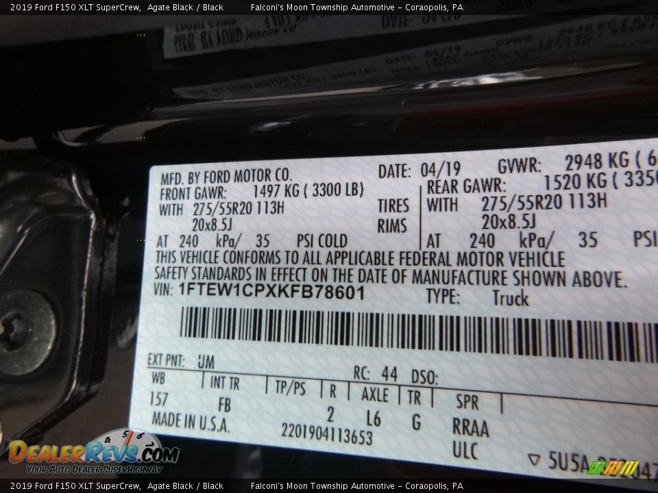 2019 Ford F150 XLT SuperCrew Agate Black / Black Photo #12