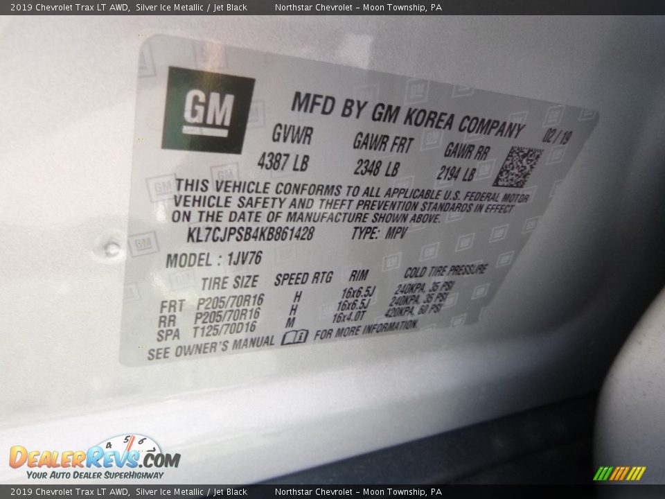 2019 Chevrolet Trax LT AWD Silver Ice Metallic / Jet Black Photo #14