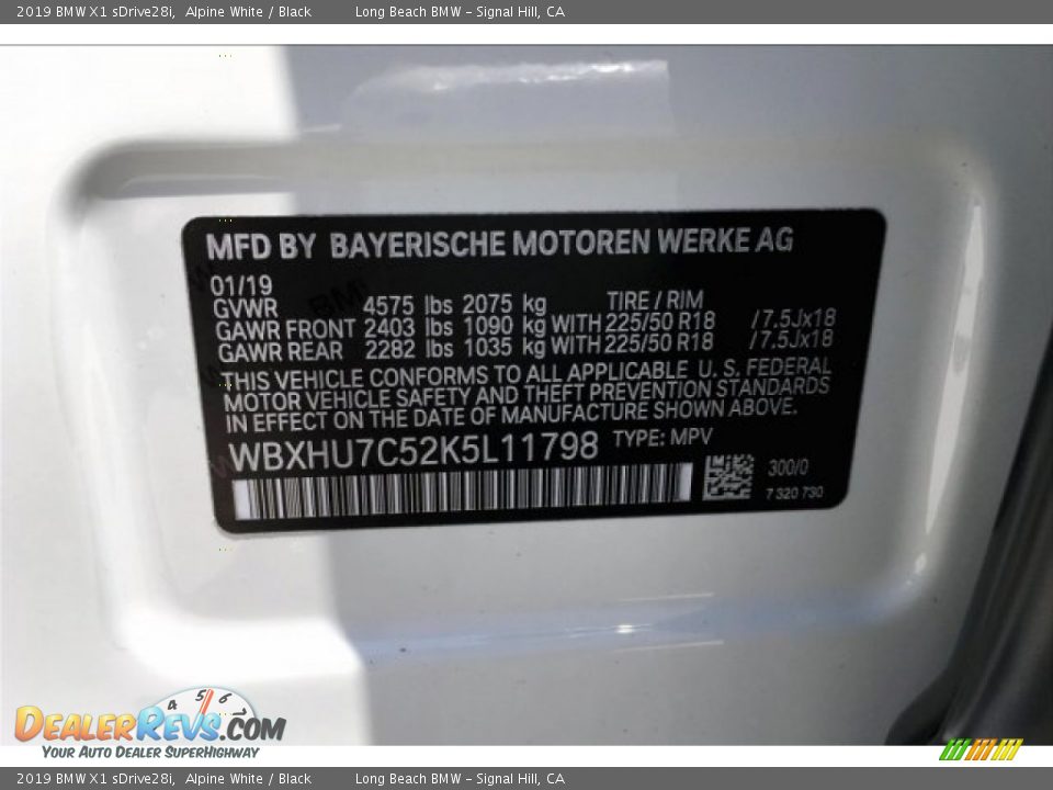 2019 BMW X1 sDrive28i Alpine White / Black Photo #8