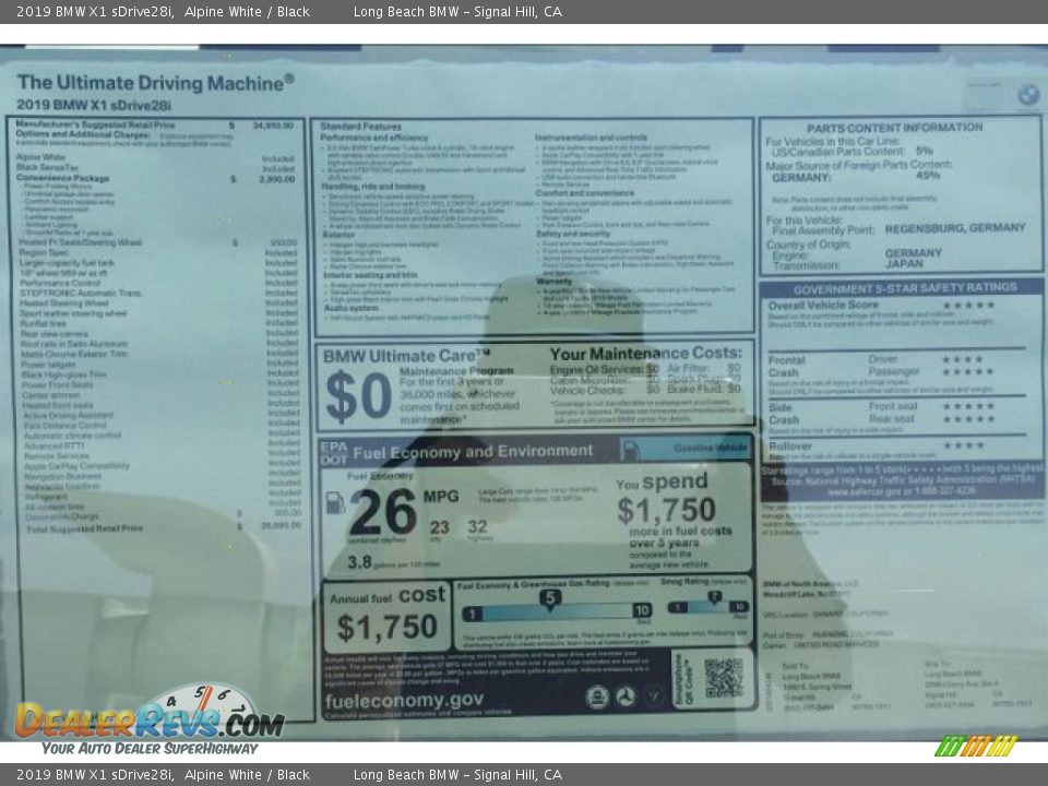 2019 BMW X1 sDrive28i Alpine White / Black Photo #11