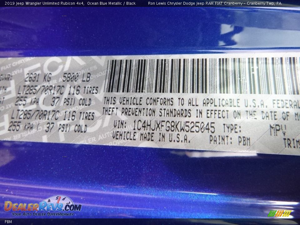 Jeep Color Code PBM Ocean Blue Metallic